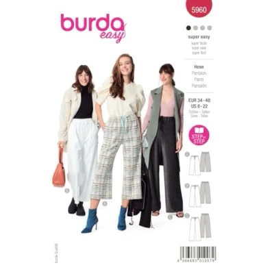 Abbildung von Burda Schnittmuster, 5960, Hose selber nähen [Damen, Gr. 34 48] Level 1 für Anfänger