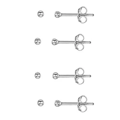 Abbildung von Amberta Klein Ohrstecker aus Echt 925 Sterling Silber 2 mm Zwei Paar Mini Ohrringe für Damen 4er Satz Brilliant