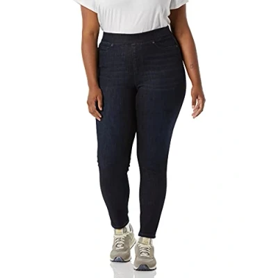 Abbildung von Amazon Essentials Damen Pull On Stretch Jeggings mit mittelhohem Bund (in Übergrößen erhältlich), Schwarze Spülung, 42 Lang