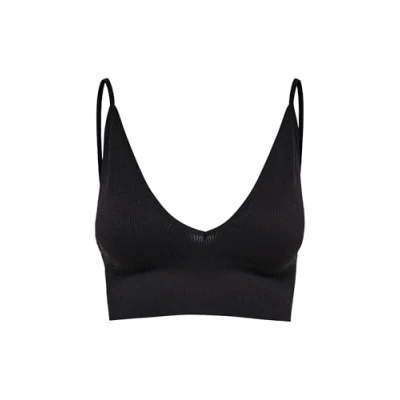 Abbildung von ONLY Damen Crop Shirt Top Spaghetti Oberteil RIPP ONLVICKY Bralette Nahtlos 2 er Pack Einfarbig, Farben:Schwarz, Größe:M L