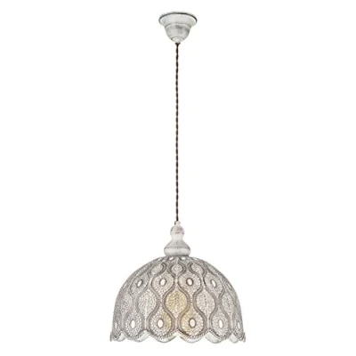 Abbildung von EGLO Pendelleuchte Talbot 2, 1 flammige Hängelampe Vintage, Orientalisch, Boho, Hängeleuchte Stahl in Weiß Antik, Esstischlampe, Wohnzimmerlampe hängend, E27 Fassung