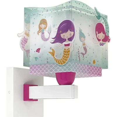 Abbildung von Dalber kinder Wandlampe, Kinderlampe Wandleuchte Mermaids Meerjungfrauen, zimmer leuchte lampenschirm, Türkis