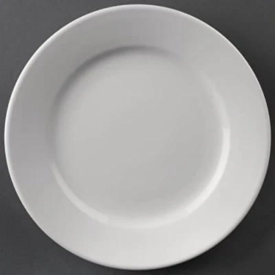 Abbildung von Olympia Athena Teller mit breitem Rand, 202 mm (20,3 cm), weißes Porzellan, Speiseteller Set, Restaurantgeschirr, Essgeschirr mikrowellen , ofen und spülmaschinenfest, CC207
