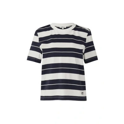 Abbildung von s.Oliver Streifenmit Patch Tshirt print, Damen, Größe: 34, Navy