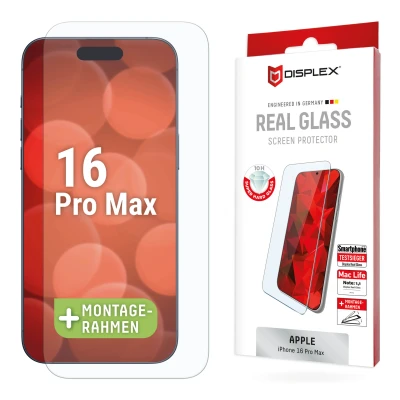 Abbildung von Apple iPhone 16 Pro Panzerglas Displex Real Glass 2D Bildschirmschutzfolie für das