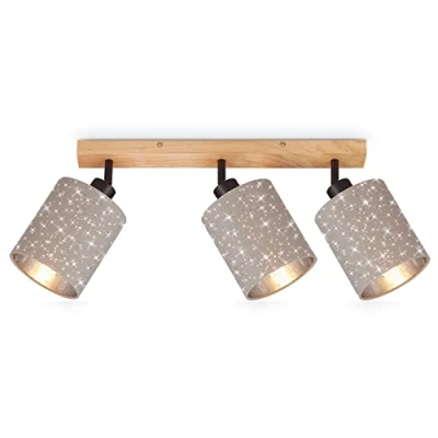 Abbildung von BRILONER Deckenlampe mit Sternenhimmel, schwenkbar, Lampenschirm aus Stoff, Deckenleuchte, Lampe, Wohnzimmerlampe, Schlafzimmerlampe, Küchenlampe, Deckenstrahler, 47,5x13x15,5 cm, Taupe