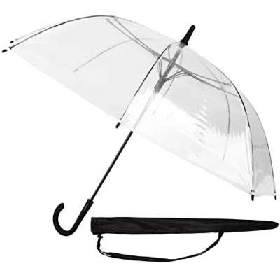Abbildung von Sternenfunke Regenschirm durchsichtig klein Ø101 cm leichter transparenter Hochzeit, durchsichtiger mit Automatik Funktion, Schirm transparent Griff schlank, Knopf schwarz