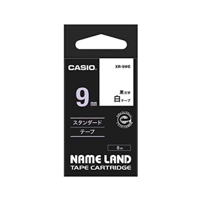 Abbildung von Casio EZ Label Printer XR 9WE1 Schriftband selbsthaftend 9 mm x 8,0 m schwarz auf weiß