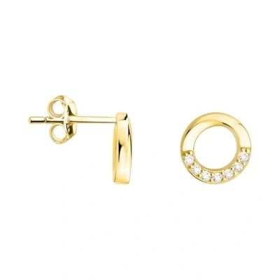 Abbildung von SOFIA MILANI Damen Ohrringe 925 Silber vergoldet/golden &amp; mit Zirkonia Steinen Kreis Ohrstecker E2542