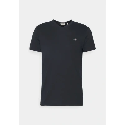 Abbildung von GANT SLIM Shield Vneck Tshirt basic, Herren, Größe: XS, Black