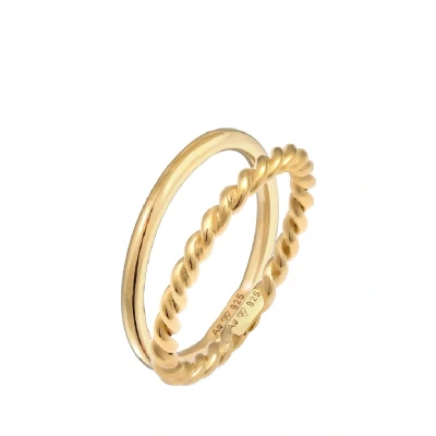 Abbildung von Elli 2 PACK Basic Twisted Ring goldcoloured, Damen, Größe: 54, Gold coloured