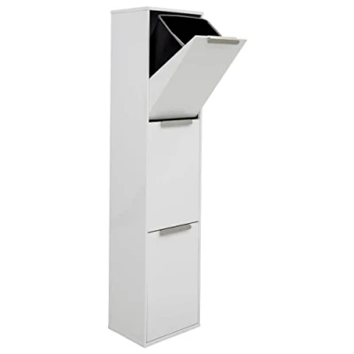 Abbildung von ARREGUI Ecoclas CR301 E Mülltrennsystem aus Stahl 3 Fächer Mülleimer für die Küche 3x17L (51L) Fach Abfalleimer Herausnehmbare Inneneimer + Griff Recycling Schrank Mülltrennung weiß
