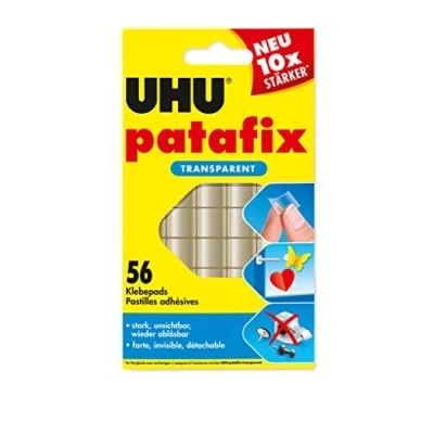 Abbildung von UHU Patafix transparent, Durchsichtige, doppelseitige Klebepads für schnelles und einfaches Befestigen Fixieren, 56 Stück