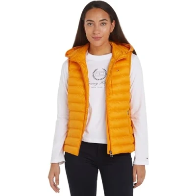 Abbildung von Tommy Hilfiger Damen Weste Padded Global Stripe Steppweste, Orange (Rich Ochre), S
