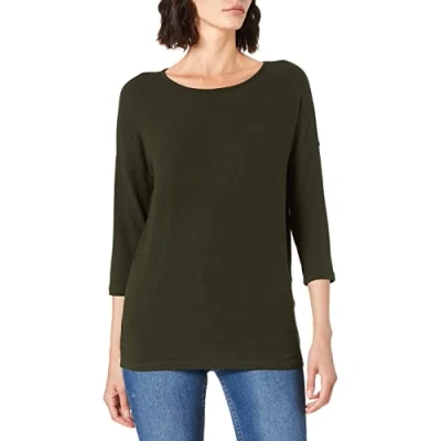 Abbildung von ONLY Damen Dünner Strickpullover 3/4 Langarm Rundhals Shirt Knitted Basic Stretch Sweater ONLGLAMOUR, Farben:Grün 3, Größe:XS