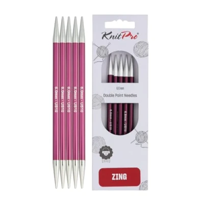 Abbildung von KnitPro K47013 Sockennadeln, Metal, Lila, 15cm / 6mm