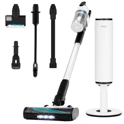 Abbildung von Levoit AERO Akku Staubsauger 60 Tage Handsfreie Reinigungsstation 70 Min Laufzeit 99,999 Prozent HEPA Effizienz Anti Tangle Geeignet für Tierhaare,Teppich,Hartböden,Auto 3,5L