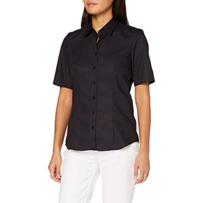 Abbildung von Seidensticker Damen Women Regular Shortsleeve Hemdbluse, Schwarz(080605), 34 EU