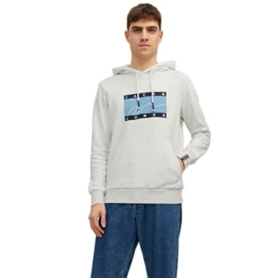 Abbildung von JACK &amp; JONES Herren Hoodie Kapuzenpullover JORJOSH Regular Fit S M L XL XXL, Größe:XL, Farbe:White Melange 12228285