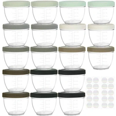 Abbildung von Youngever 18er Set 120ML Aufbewahrungsbehälter für Babynahrung, Mehrweg Plastik Aufbewahrungsbecher, mit Deckeletiketten (Urban)