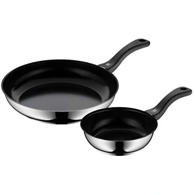 Abbildung von WMF Devil Pfannenset 2 teilig, Bratpfanne 18, 28 cm, Induktion, Cromargan Edelstahl beschichtet, Keramikbeschichtung, Kunststoffgriff