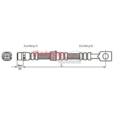 Abbildung von METZGER 4115194 Bremsschläuche 430 OPEL: Zafira B, Astra H Hatchback, Meriva B