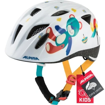 Abbildung von ALPINA XIMO Leichter, Sicherer &amp; Bruchfester Fahrradhelm Mit Optionalen LED Licht Für Kinder, white bear gloss, 47 51 cm