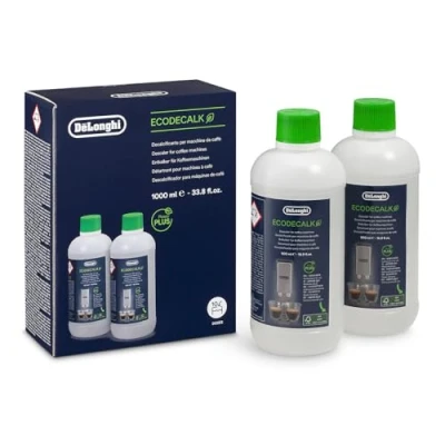 Abbildung von De&#039;Longhi Original EcoDecalk DLSC502 Entkalker für Kaffeemaschinen &amp; Kaffeevollautomaten,EXKLUSIV BEI AMAZON,Universal Kalklöser 10 Entkalkungsvorgänge,enthält natürliche Rohstoffe,2x500ml,Weiß