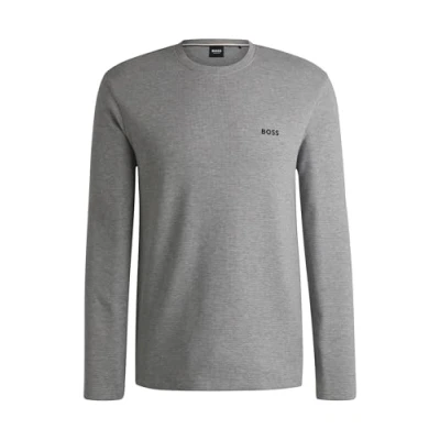 Abbildung von BOSS Waffle Nachtwäsche Shirt, Herren, Größe: Large, Grey three