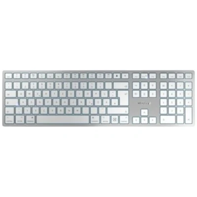 Abbildung von CHERRY KW 9100 SLIM FOR MAC, kabellose Mac Tastatur, Deutsches Layout (QWERTZ), Bluetooth oder 2,4 GHz Funk, Flache Tasten, Wiederaufladbar, Weiß Silber