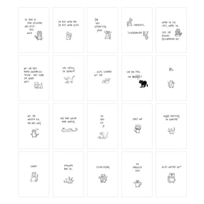 Abbildung von Edition Seidel Set 20 Postkarten lustige Katzen mit Sprüchen Karten Spruch Liebe Freundschaft Leben Motivation Geburtstagskarten lustig Postkarte Karte SW05
