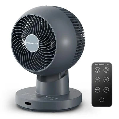 Abbildung von Rowenta Turbo Swift Compact Tischventilator, multidirektionale Schwenkfunktion, bis zu 50% Energieeinsparung, 12 Geschwindigkeitsstufen, 12h Timer, kompaktes Design, extrem leise, Blau, QV2540F0