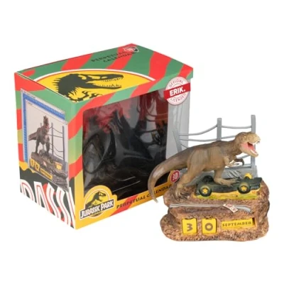 Abbildung von Jurassic Park Ewiger Kalender Figur 3D Tischkalender zum Aufstellen Dauerkalender Offizieller Fanartikel Büro Deko