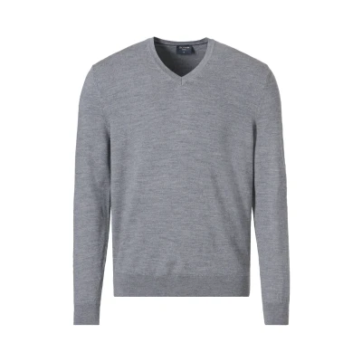 Abbildung von Olymp Vpullover Nicht Verwenden Strickpullover, Herren, Größe: Large, Silbergrau
