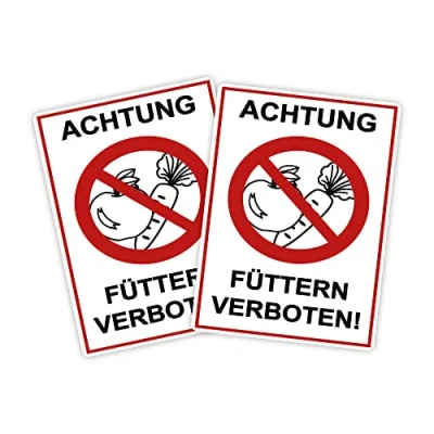 Abbildung von 2 Stück XXL Achtung Füttern verboten ! Schild 30 x 40 cm aus stabiler PVC Hartschaumplatte 5mm mit UV Schutz von STROBO