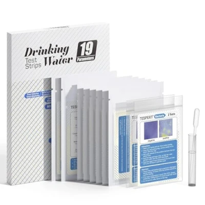 Abbildung von TESPERT Wassertester Trinkwasser 102 x 19 Indikatoren Wasserteststreifen für Schnelltest Einfache Überprüfung der Wasserqualität mit Härte, Blei, Eisen, Kupfer