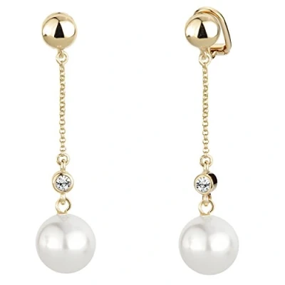 Abbildung von Traveller Ohrclip Hängend Damen weisse 12mm Perle 22kt vergoldet 114139