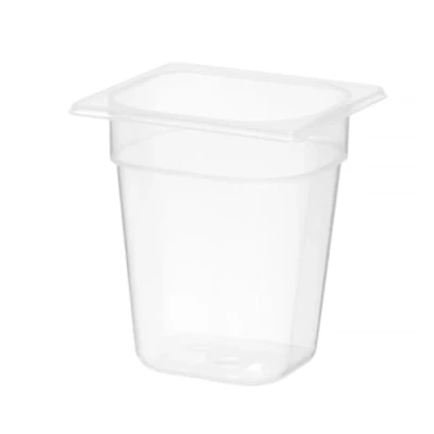 Abbildung von HENDI Gastronormbehälter, Temperaturbeständig von 40 bis 80C, Skalierung, Geruchs und geschmackneutral, 3,4L, Polypropylen, GN 1/6, 176x162x(H)200mm, Transparent