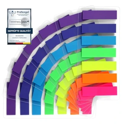 Abbildung von moinkerin Haftstreifen Haftmarker Film Textstreifen Klebezettel Klebemarkierungen Kleine Fahnen Haftnotizen Tabs Beschreibbare Etiketten (A 980 Stücke Rechteck)