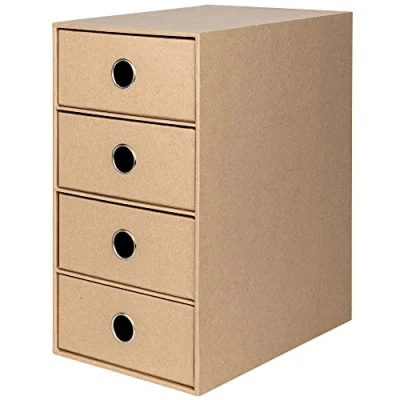 Abbildung von Rössler Papier 1524452624 S.O.H.O. 4er Schubladenbox für DIN A5, mit Griffloch, Kraft, 250 x 175 320 mm, 1 Stück