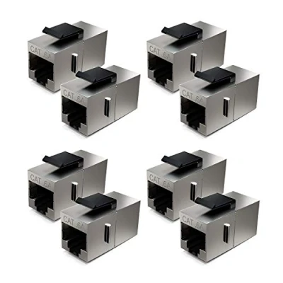 Abbildung von deleyCON 8x CAT6a Keystone Modul Patchkabel Kupplung Verbinder Geschirmt 2x RJ45 Buchse Netzwerk Patchpanel Keystonehalterung Erweiterung