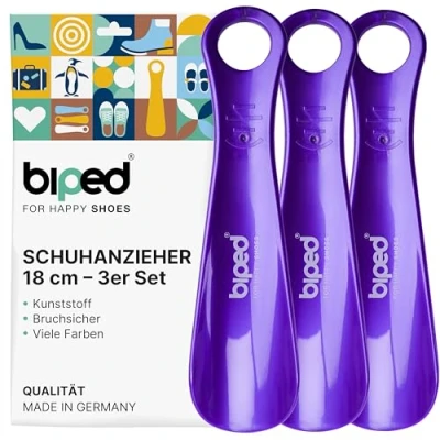 Abbildung von biped 3er Set Schuhanzieher Kunststoff 18 cm Schuhlöffel deutsche Herstellung z1570(metallic lila)