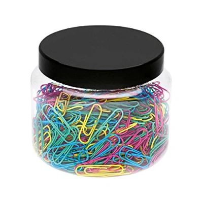 Abbildung von WEDO 90124450079 Büroklammern Metall 27 mm, 500 Stück mit Nylon Überzug in praktischer Dose, farbig sortiert