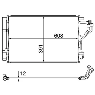 Abbildung von MAHLE ORIGINAL AC 867 000S Klimakondensator mit Trockner 608 HYUNDAI: i30 II Hatchback, KIA: cee‘d Hatchback