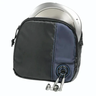 Abbildung von Hama CD Player Tasche für Discman und 3 CDs (mit Kabelausgang Gürtelschlaufe) schwarz/blau