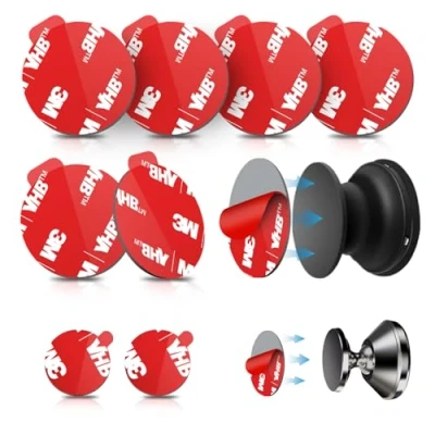 Abbildung von volport 3M Klebepads für Pop Socket Doppelseitig Extra Stark Hitzebeständig Pops Base Mount Handy Griff, VHB Tape Selbstklebend Swappable Grip Handyhalterung Autohalter 8 Stück, Rund