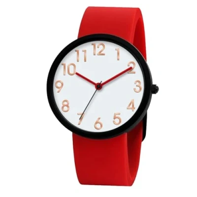 Abbildung von Comtex Uhr Damenuhr Rot Silikon Simulierter Quarz Digital Band wasserdichte Sportuhr Mädchen Jugenduhr Kinderuhr