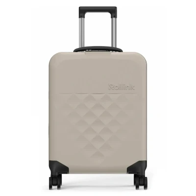 Abbildung von Rollink Vega 360 Spinner Leichter, Faltbarer Koffer für platzsparendes Verstauen. (Warm Grey, Carry On)
