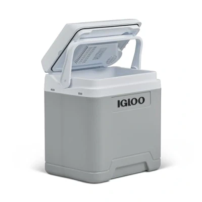 Abbildung von IGLOO IE27 DC elektrische Kühlbox, 27 Liter, Mini Kühlschrank 12V Anschluss für Auto, Boot und Freizeit, grau
