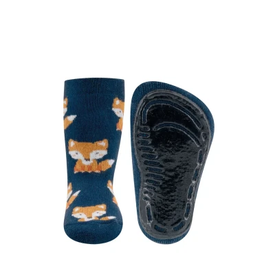 Abbildung von EWERS Stoppersocken Fuchs, Socken mit Antirutschsohle für Jungen, Anti Rutsch Gummisohle, MADE IN GERMANY, 1 Paar rutschfeste Kindersocken Jungs, Größe 18 19, Blau